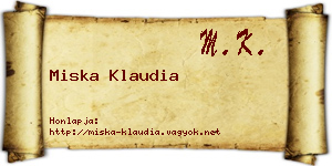 Miska Klaudia névjegykártya